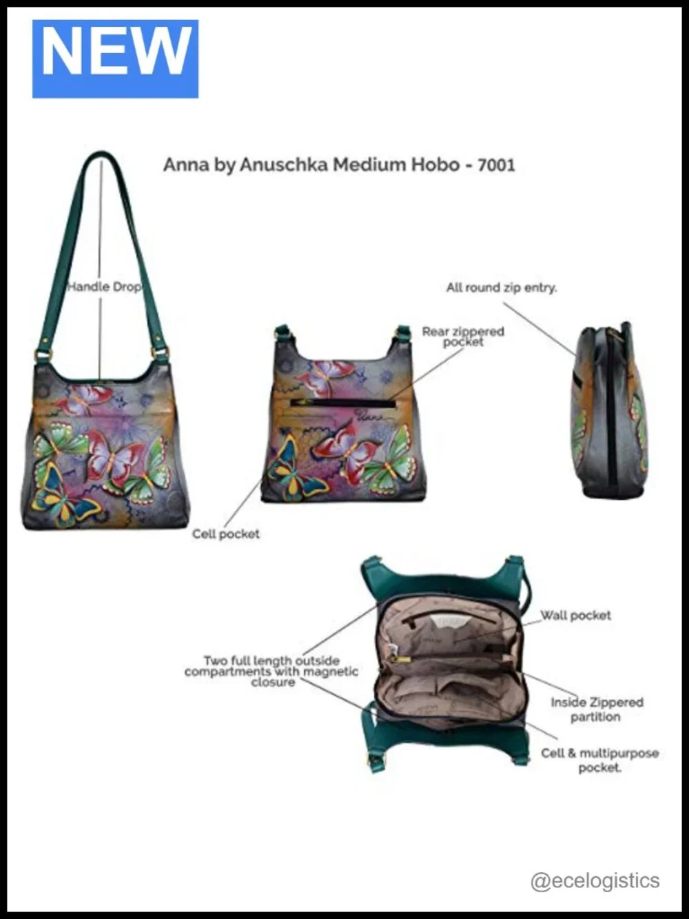 Hand-Painted Genuine Leather Triple Compartment Satchel Bag